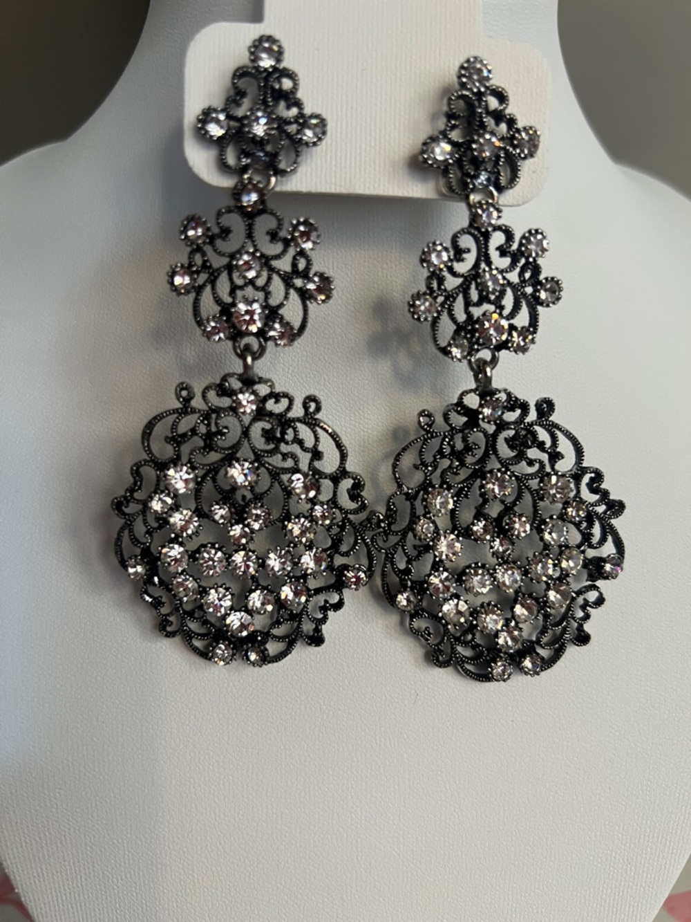 Elegant Black and Silver Dangle Earrings